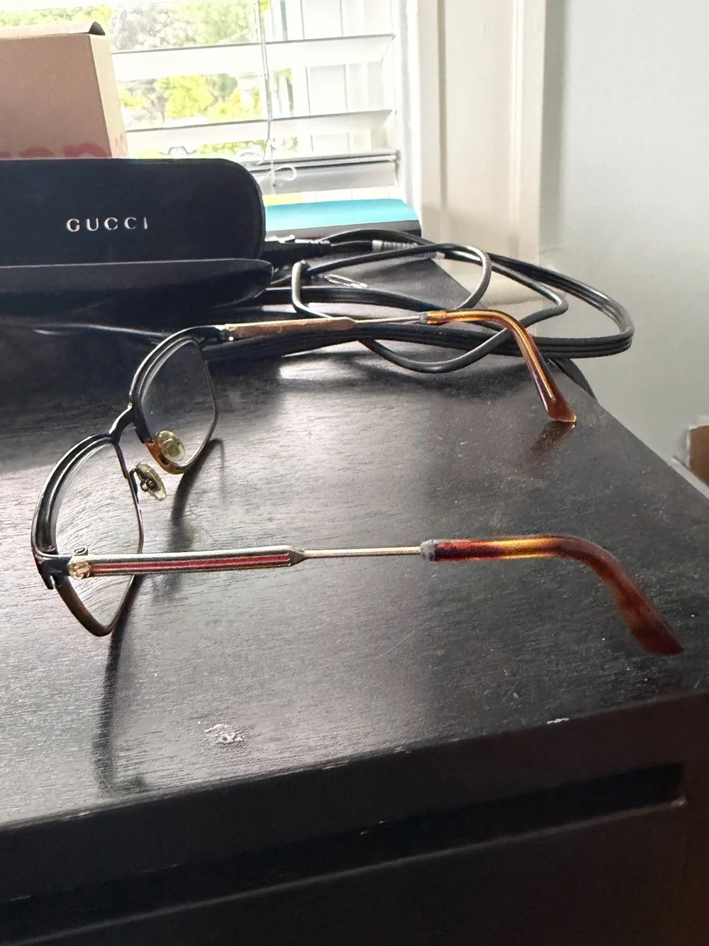 Gucci Men’s Rectangular Glasses in Black and Brown